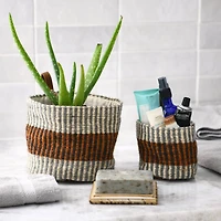 Hello Honey® Rust Striped Woven Jute Basket with Liner Set
