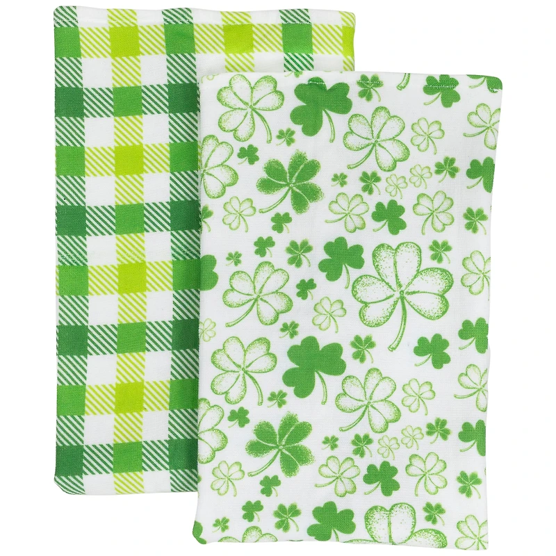 Shamrocks & Plaid Kitchen Tea Towels Set