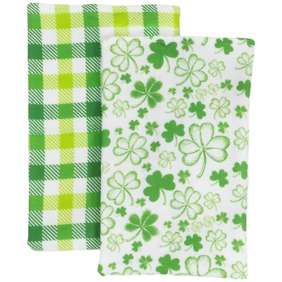 Shamrocks & Plaid Kitchen Tea Towels Set
