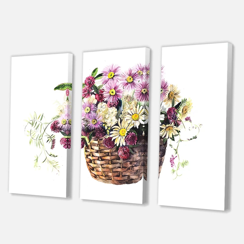 Designart - Bouquet From Meadow Flowers In The Basket