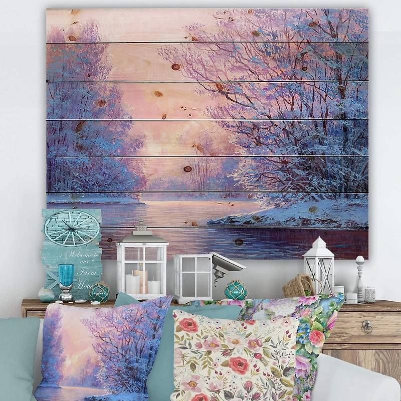 Designart - Winter Landscape With The RiverOriginal