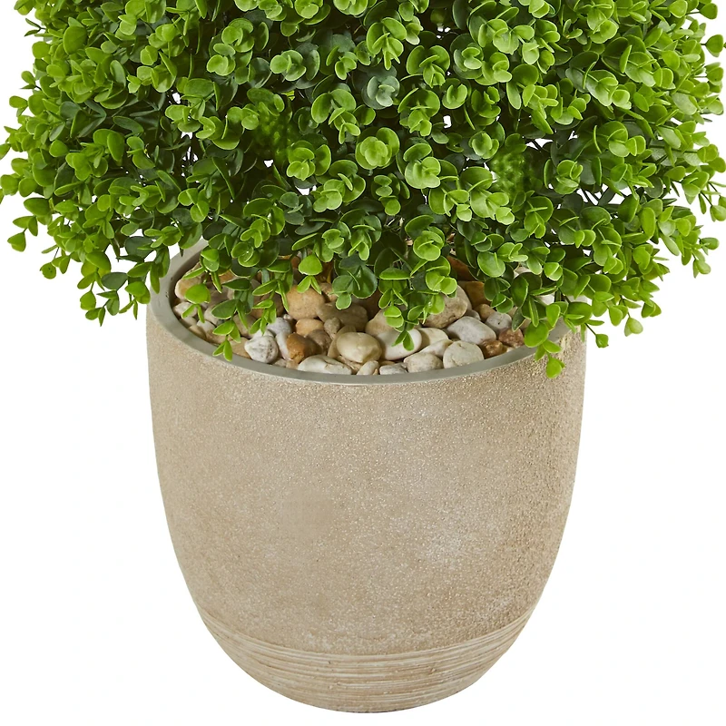 4ft. Eucalyptus Topiary Artificial Tree in Sandstone Planter
