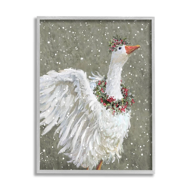 Stupell Industries Winter Goose Seasonal Botanicals Framed Giclee Art