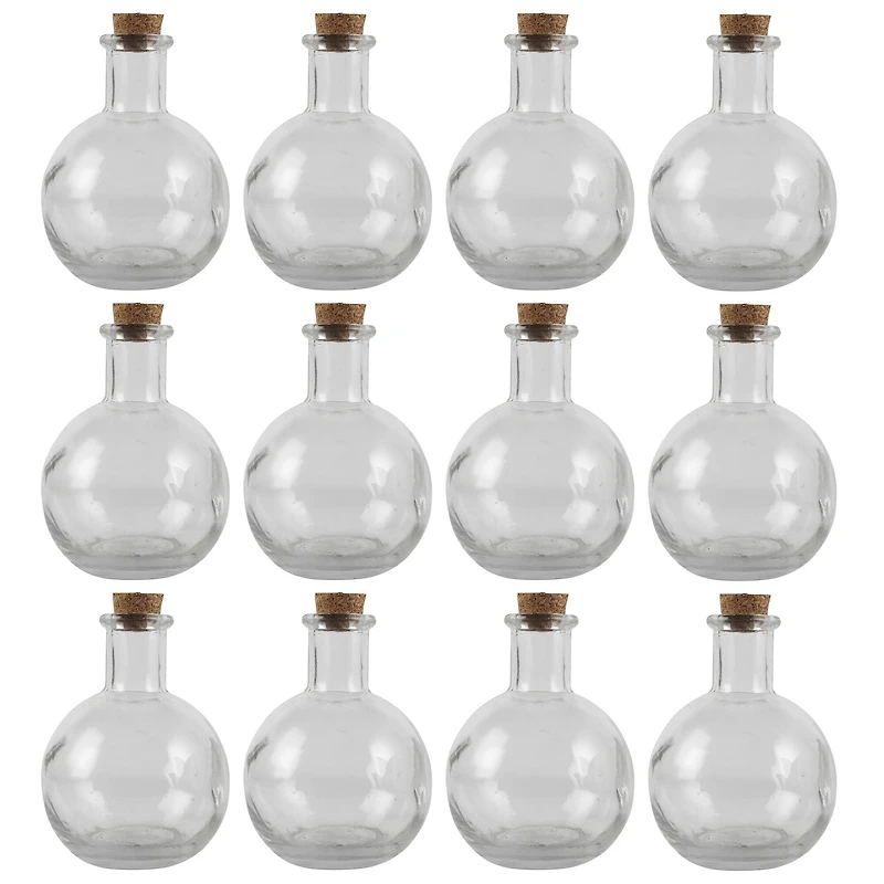12 Pack: Round Glass Bottle with Cork by Ashland™