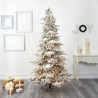 7.5ft. Pre-Lit Flocked Grand Northern Rocky Fir Artificial Christmas Tree with Warm Cluster Multifunction LED Lights