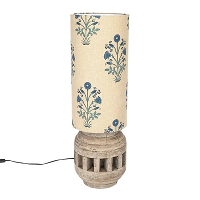 Hello Honey® 31" Multicolor Reclaimed Wood Axel Table Lamp with Printed Cotton Shade
