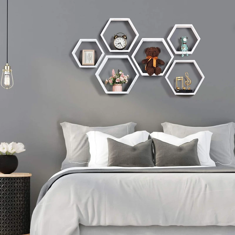 NEX™ LIANTRAL Hexagon Floating Wood Shelves Set