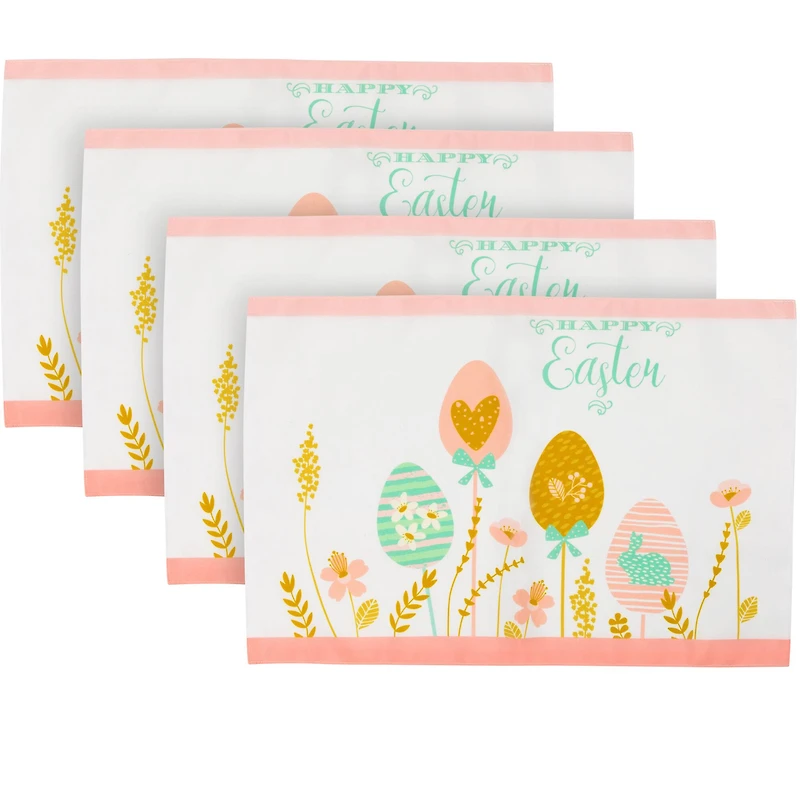 Pastel Happy Easter Eggs Floral Placemats, 4ct.