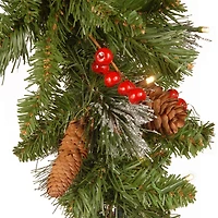 3ft. Pre-lit Crestwood Spruce Artificial Christmas Mailbox Cover with Silver Bristle, Cones, Red Berries, Glitter and Warm White LED Lights