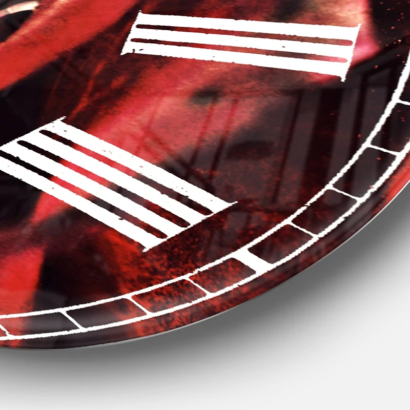 Designart 'Red Rose With Raindrops On Black Traditional Wall Clock