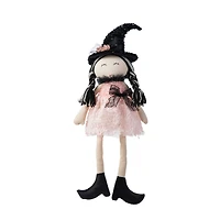 Glitzhome® 29"H Halloween Pink Fabric Dressed Witch Sitter