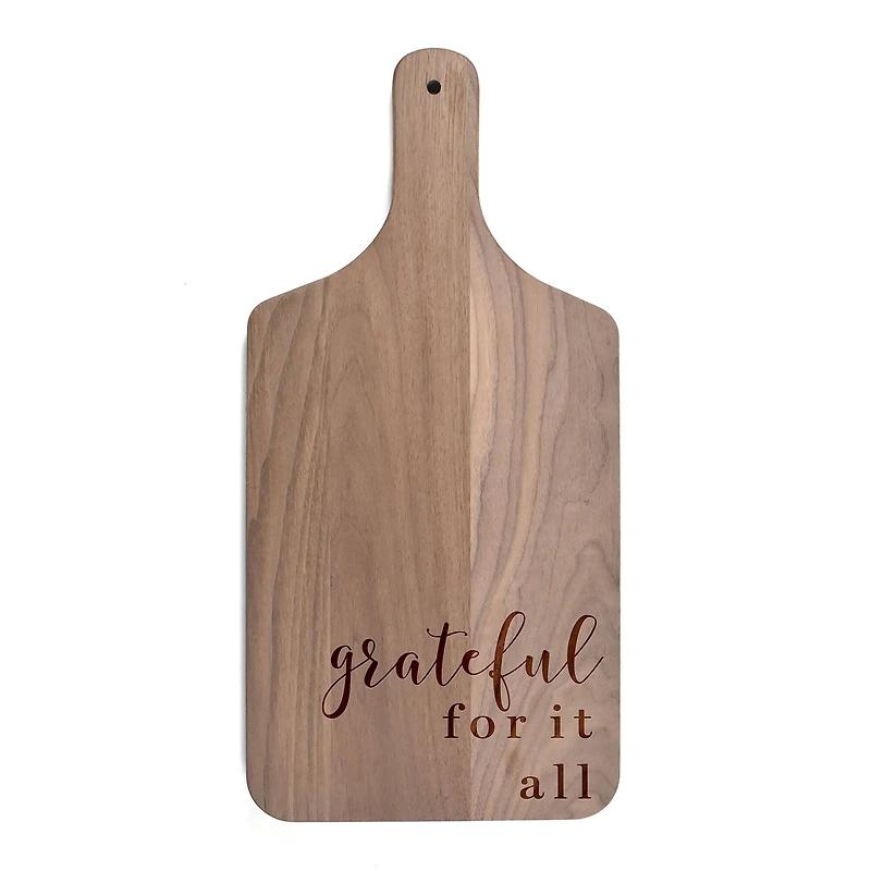 17" Grateful for It All Walnut Paddle Cutting Board