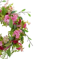 23" Pink Chrysanthemum & Hydrangea Floral Spring Wreath