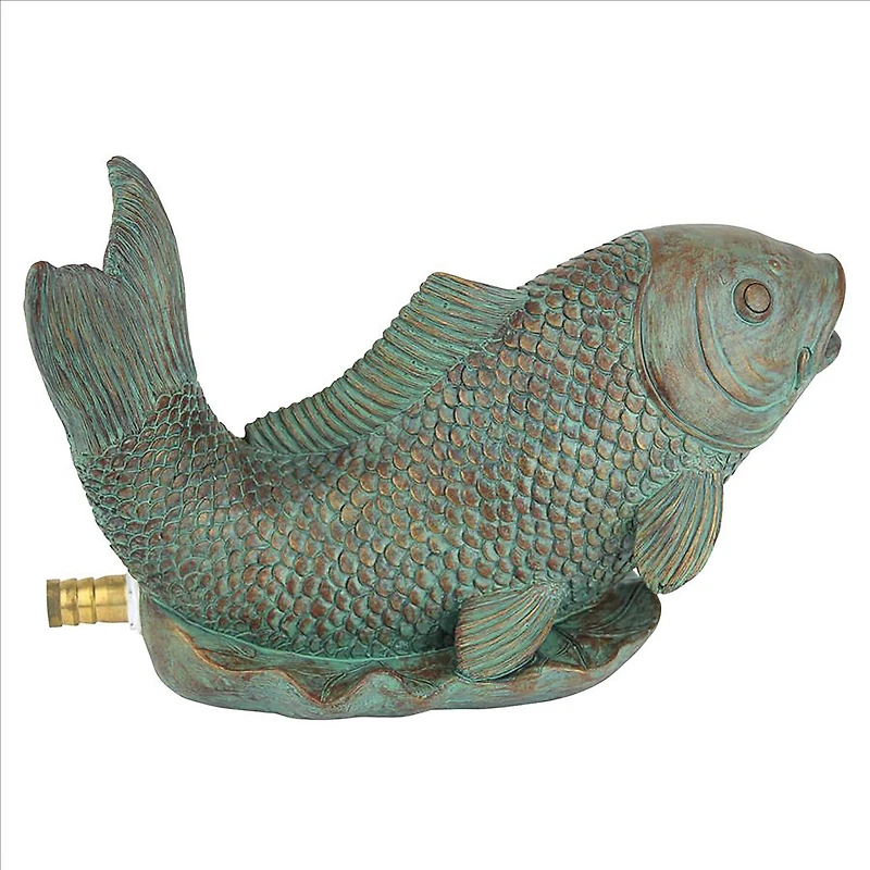 Design Toscano 10.5" Japanese Koi Piped Spitter Statue