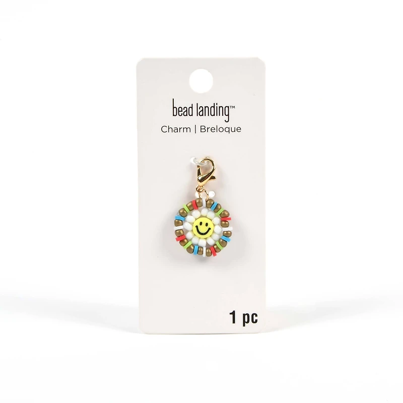 Seed Bead Smiley Flower Charm by Bead Landing™