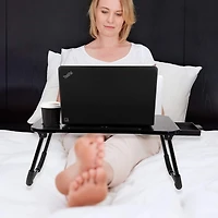 Mind Reader Black Foldable Lap Tray with Storage Drawer