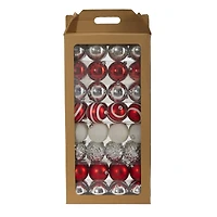 64ct. 3" Red & Silver Shatterproof Ball Ornaments
