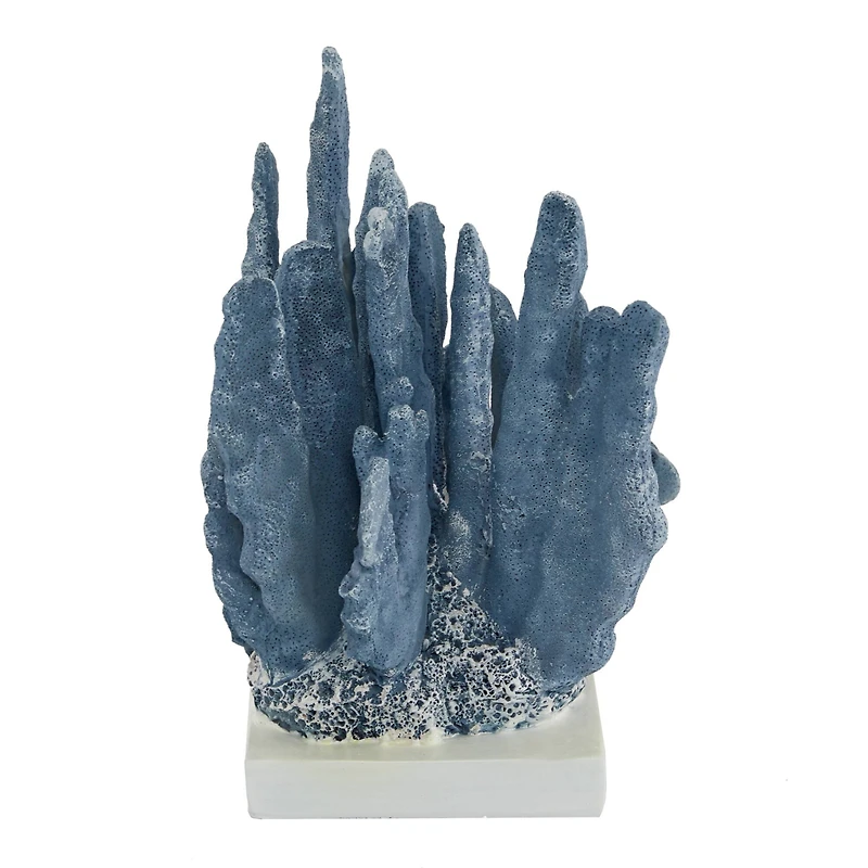 Blue Polystone Coastal Sculpture, Coral 10" x 7" x 6"