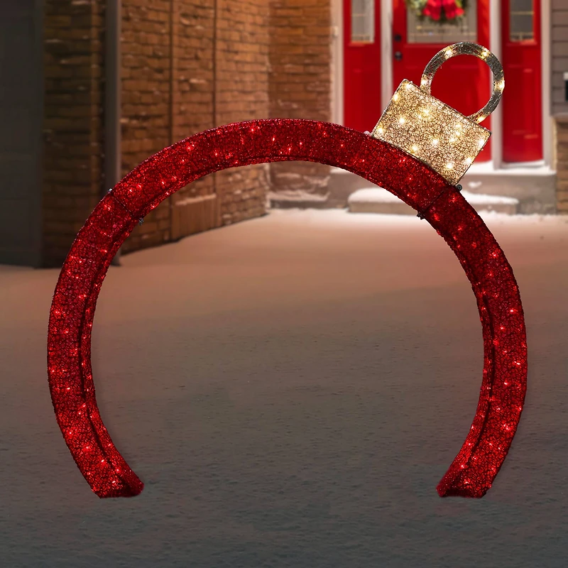 4ft. LED Lighted Red Ornament Arch Outdoor Christmas Decoration