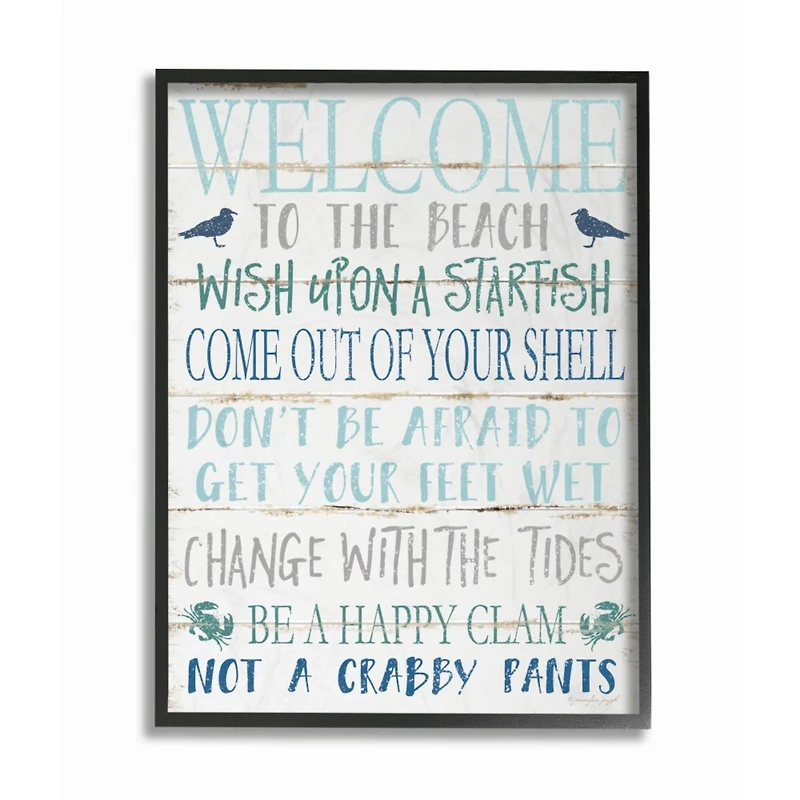 Stupell Industries Welcome to the Beach Wall Art in Black Frame