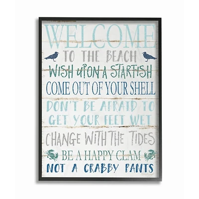 Stupell Industries Welcome to the Beach Wall Art in Black Frame