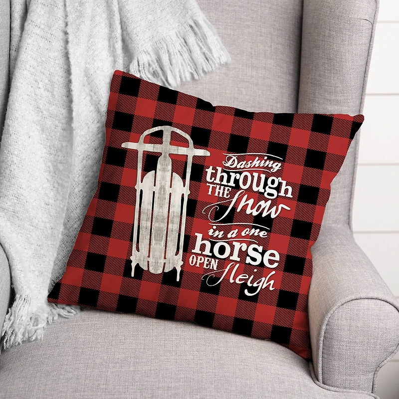 One Horse Open Sleigh 18x18 Throw Pillow