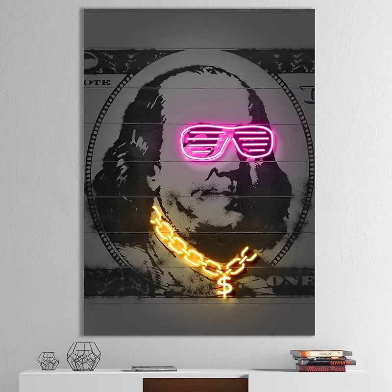 Designart - Benjamin Franklin Neon Rap