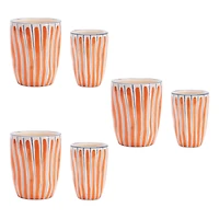 Orange Wavy Stripe Dolomite Planters Set