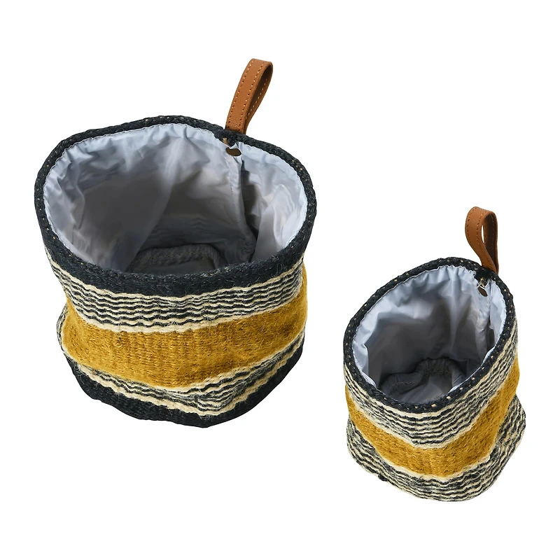 Hello Honey® Black & Mustard Woven Jute Basket with Liner Set