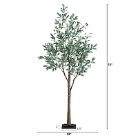 6ft. Pre-Lit Artificial Fruiting Olive Tree with Warm White LED Lights