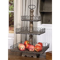 Hello Honey® 27" Gray Wood 3-Tier Tray