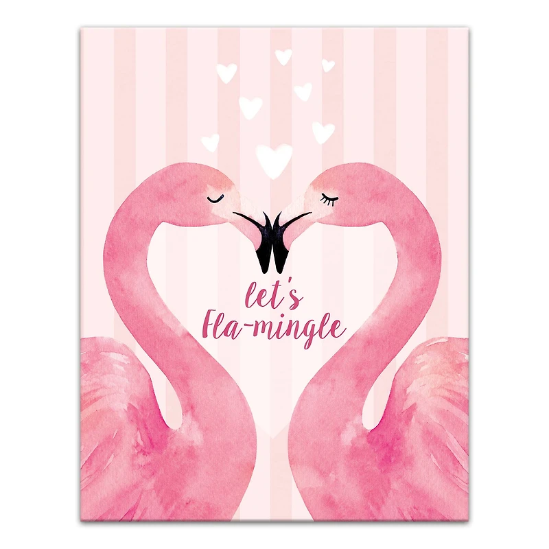 Flamingo Mistletoe Valentine's Canvas Wall Art