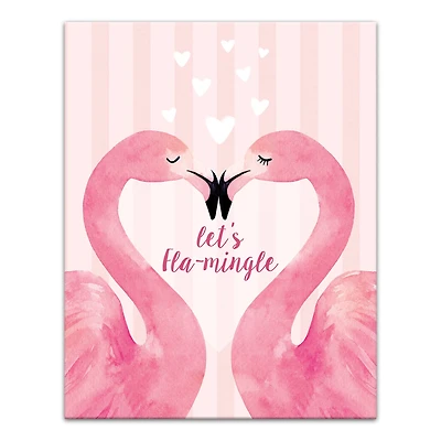 Flamingo Mistletoe Valentine's Canvas Wall Art