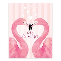 Flamingo Mistletoe Valentine's Canvas Wall Art