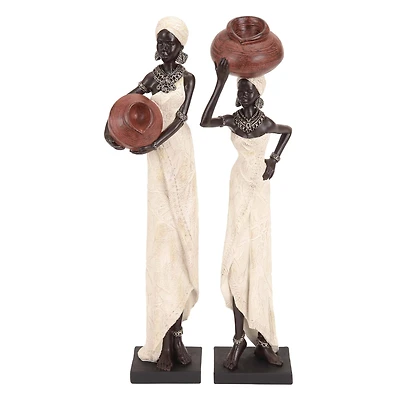 16" Eclectic Women with Water Jugs Sculpture Set