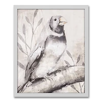 Dusty Blue Bird White Framed Canvas