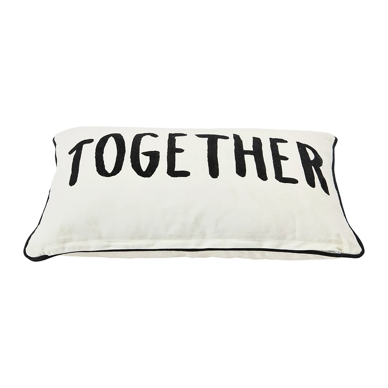 Hello Honey® Cream & Black Better Together Applique Lumbar Pillow