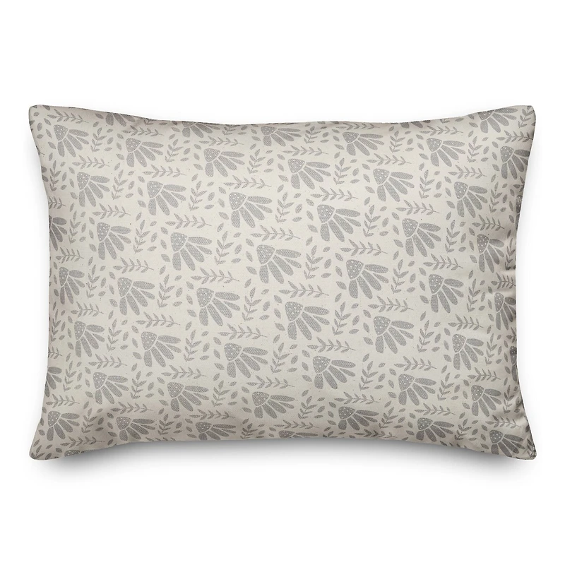 Simple Gray Floral Print Throw Pillow