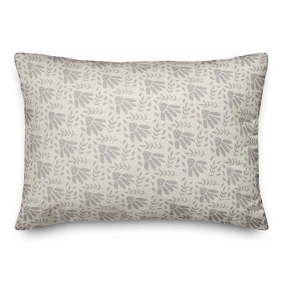 Simple Gray Floral Print Throw Pillow