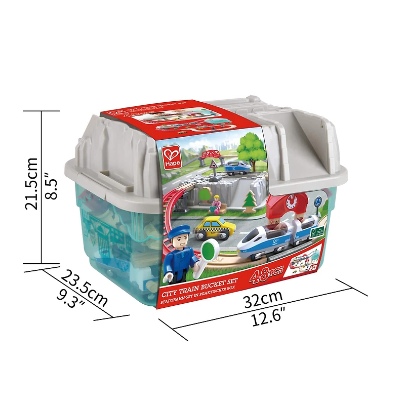 Hape Wooden City Train Bucket Set