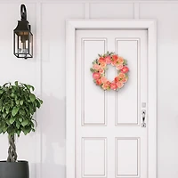 24" Spring Peach & Pink Peony & Rose Wreath