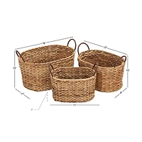 Brown Metal Natural Storage Basket Set