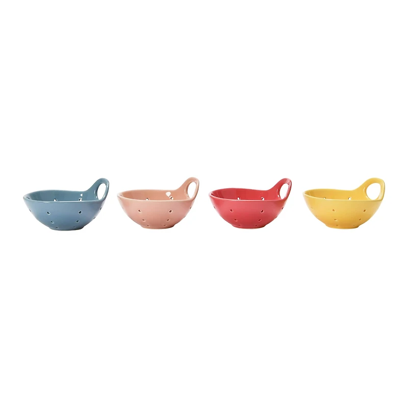 Hello Honey® 5" Rustic Stoneware Fruit Strainer Berry Bowls, 4ct.