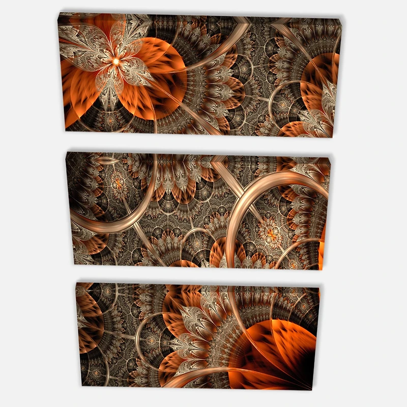 Designart - Orange Brown Digital Art Fractal Flower