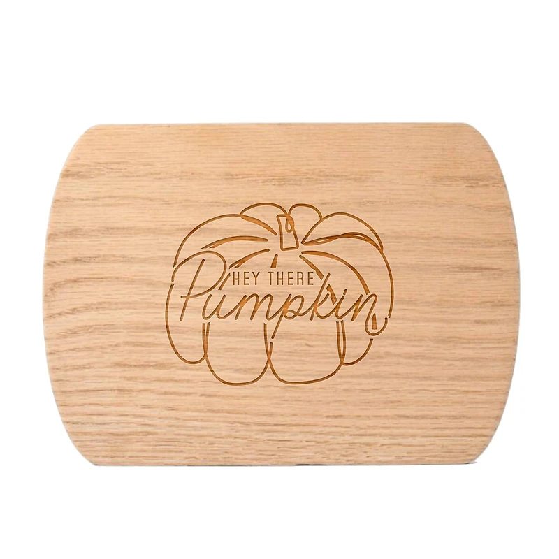Hey There Pumpkin 8" x 11" Redwood Oval Cutting Board