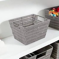 Simplify Medium Gray Rattan Storage Basket