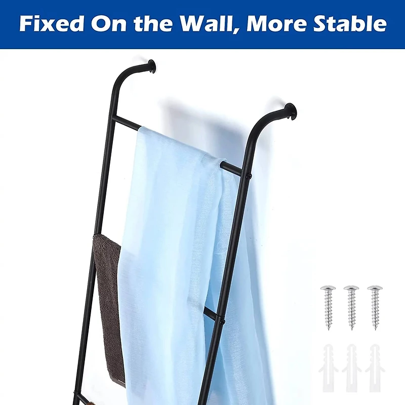 NEX™ 5ft. Black Metal Wall-Leaning Blanket Ladder Rack