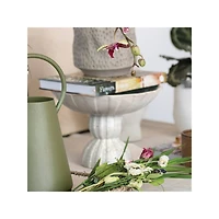 Hello Honey® 10.25" Tan Reactive Glaze Debossed Stoneware Footed Bowl