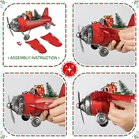 Glitzhome® 14" Christmas Metal Airplane with Gifts Table Décor