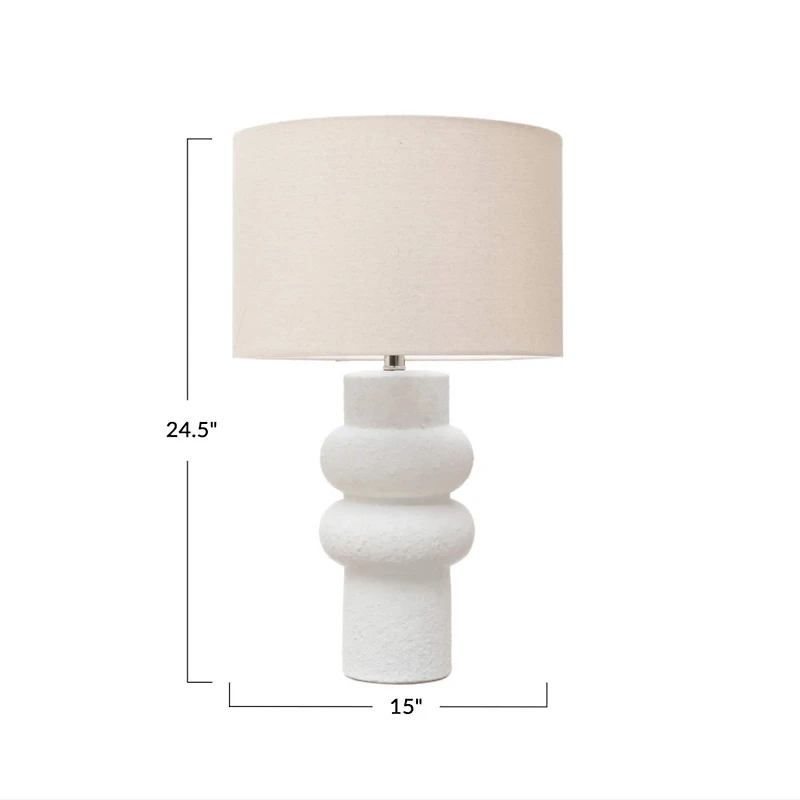 Hello Honey® 24.5" White Volcano Finish Stoneware Table Lamp with Linen Shade
